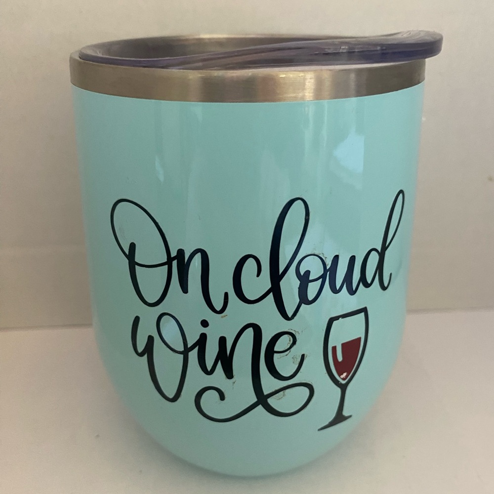 Maars Bev Steel Stemless Insulated Wine Glass 12 oz “On Cloud Wine”